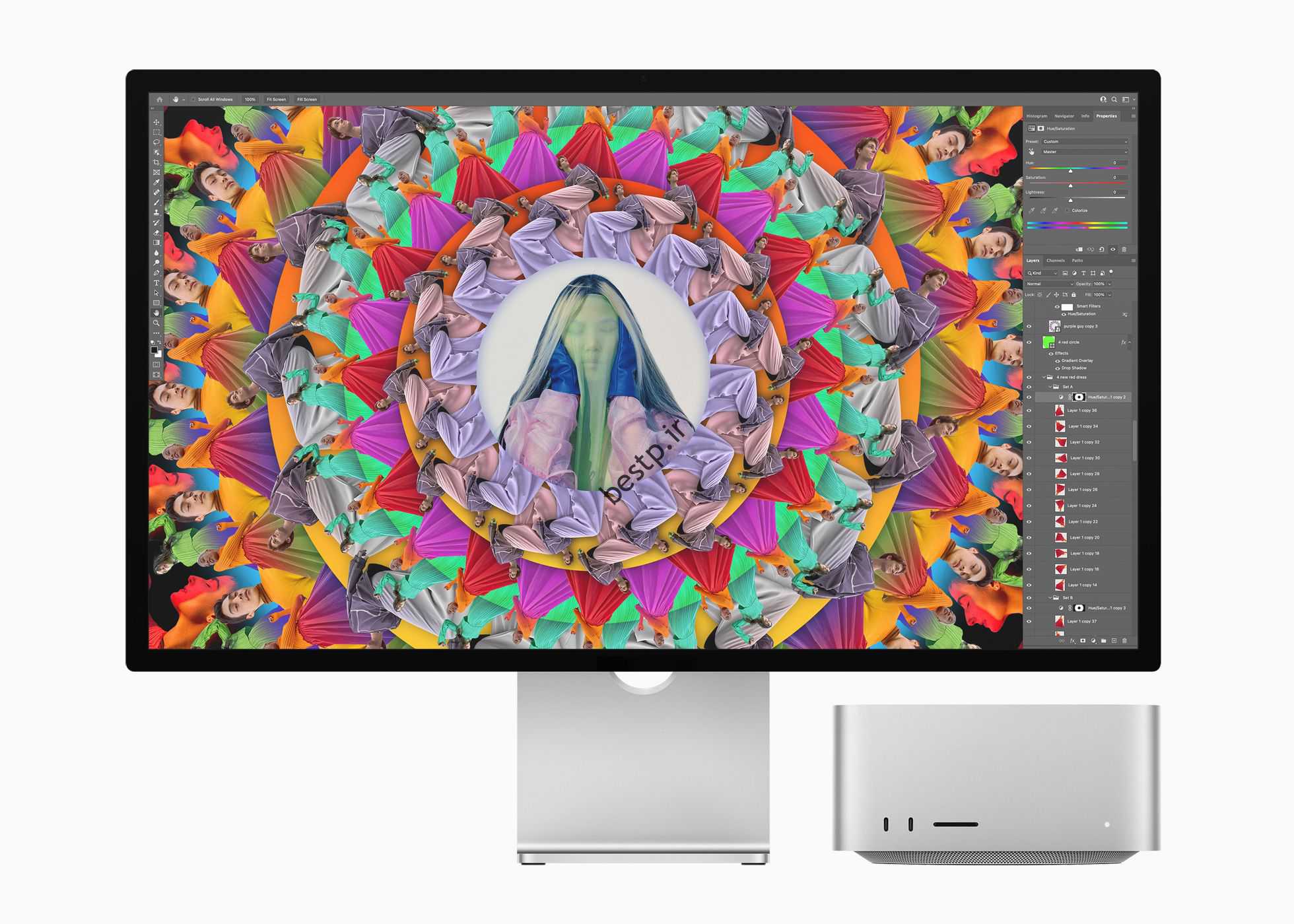 نمایشگر Apple Studio Display به مک استودیو متصل است