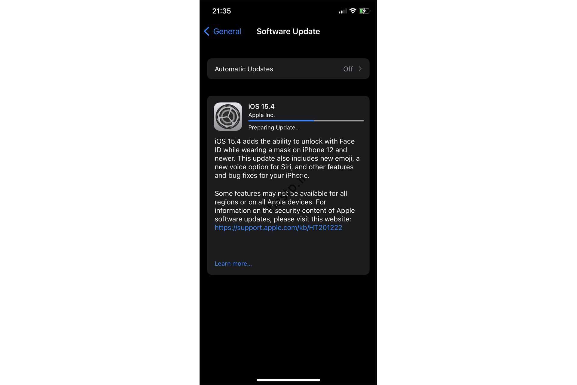 آپدیت iOS 15.4 اپل در آیفون XS